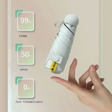 1pc Foldable Sun & Rain Umbrella For Ins Style, Ultra-light, Compact, High-end & Fashionable - white + capsule box - View 3