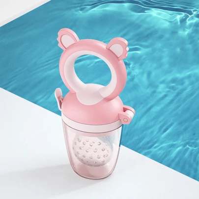 1pc Baby Pink Silicone Fruit & Vegetable Shaped Teether, Suitable For Daily Use