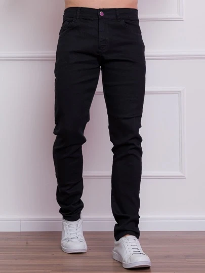Calça Denim Preta com Bolso Masculino Skinny Direto da Fabrica Envio Imediato