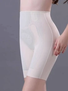 High Waist Compression Shorts With Liquified Suspension Design - Apricot - View 1