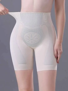 High Waist Compression Shorts With Liquified Suspension Design - Apricot - View 2