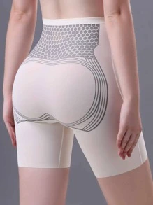High Waist Compression Shorts With Liquified Suspension Design - Apricot - View 6