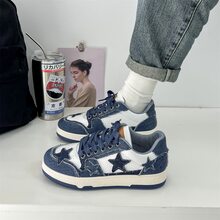 Zapatos deportivos y casuales con estampado de estrellas para hombre - Azul - Ver 3