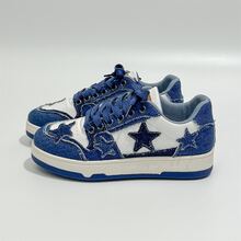 Zapatos deportivos y casuales con estampado de estrellas para hombre - Azul - Ver 1