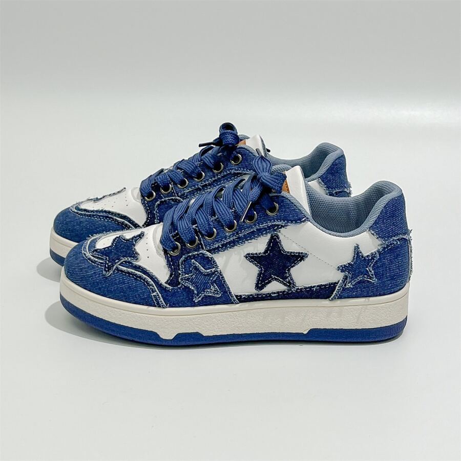 Zapatos deportivos y casuales con estampado de estrellas para hombre - Azul - Ver 1