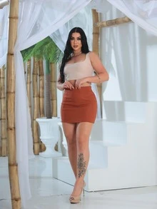 Women Skirts - 鏽棕色 - 查看 6