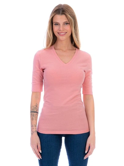 Playera Para Mujer Cuello V Manga Media Con Puños Anchos