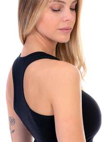Crop Tank Top Mujer Racerback Algodón Lycra - Negro - Ver 5
