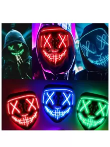 Stellar Mascara De La PURGA con Luz LED Multicolor Color al Azar Disfraces de Halloween - Multicolor - Ver 1
