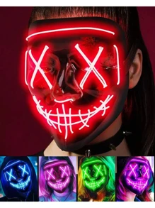Stellar Mascara De La PURGA con Luz LED Multicolor Color al Azar Disfraces de Halloween - Multicolor - Ver 2