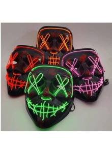 Stellar Mascara De La PURGA con Luz LED Multicolor Color al Azar Disfraces de Halloween - Multicolor - Ver 3