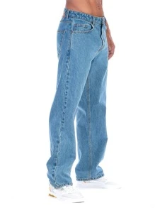 Pantalón De Mezclilla Hombre Corte Wide Leg - Azul lavado medio - Ver 3