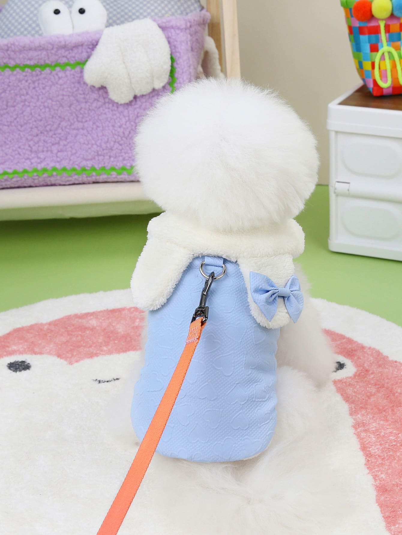 宠物服装，背心，宠物背心，秋冬季狗衣服，猫衣服，23CM 心形猫狗加厚外套，宠物保暖衣服 - 淺藍色 - 查看 1