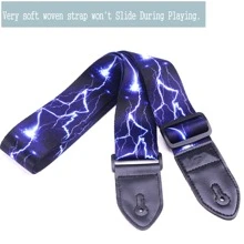 1 pieza Correa de guitarra con diseño de rayo, 100% correas de guitarra suaves, para guitarra eléctrica y acústica, correa de guitarra personalizada, limpiador de guitarra, bucle de guitarra