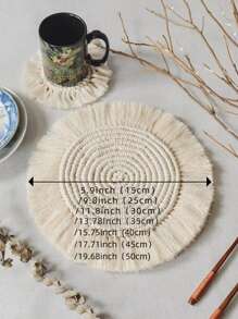 1pc Handmade Woven Coaster, Nordic Style Round Non-Slip Pad For Dining Table, Restaurant, Party Decoration