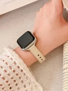 1入女士時尚簡約單圈皮革錶帶,圓釘款式與apple Watch 38/40/41/42/44/45/49mm兼容,適用於apple Watch Ultra/se/8/7/6/5/4/3/2/1 - 米色 - 查看 3