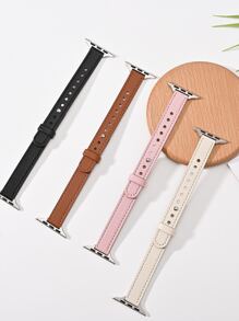 1入女士時尚簡約單圈皮革錶帶,圓釘款式與apple Watch 38/40/41/42/44/45/49mm兼容,適用於apple Watch Ultra/se/8/7/6/5/4/3/2/1 - 米色 - 查看 5