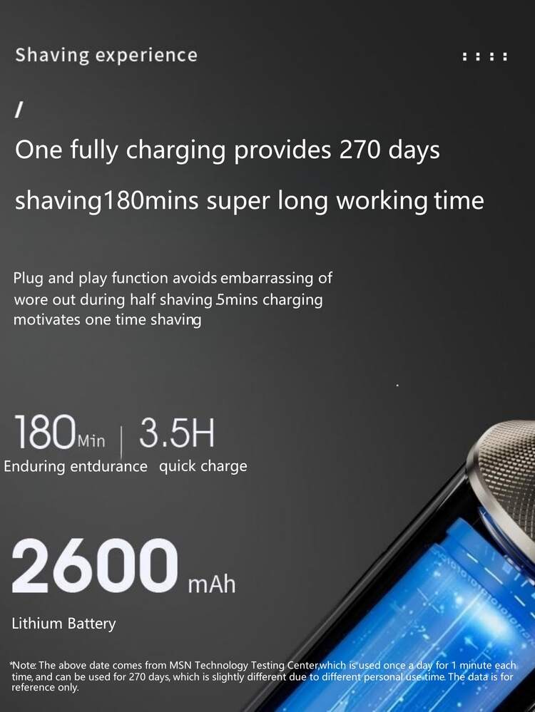 Msn/missen M3 Intelligent Electric Shaver For Men, Rechargeable Razor, Xiaomi Ecological Chain Product - Black - View 7