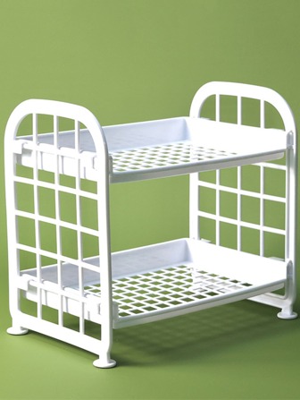 1pc Creative Double Layers Desktop Cosmetic Storage Rack, White, Hollow Out Design Plastic Shelving Unit, Room, Bathroom, House, Pink Room, Living Travel Stuff, Gift Bag, Gifts For Mom, Dad, Men, Friends, Teacher, Birthday, Wedding, Desk, Shelves, Accessories, Gift Boxes, Funny Gift, Storage Bag, Makeup Bag, Desk Organiser, Cosmetic Bag, Makeup Pouch, Make Up Organizer, Make Up Pouch, Make Up Bags, Jewellery Box, Pouch, Makeup Brush Holder, Brush Holder, Perfume Organiser, Pouch Bag, Gifts For Women, Christmas Gifts, Gift Ideas For Women