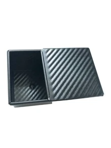 2pcs/Set Aluminum Alloy Non-Stick Toast Bread Box Baking Pan With Lid - Black - View 2