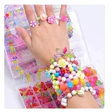 1入組隨機風格DIY手工製作珠子兒童玩具，創意鬆散間隔珠子製作手鍊項鏈24格女孩珠寶套裝女孩玩具禮物 - 彩色 - 查看 2
