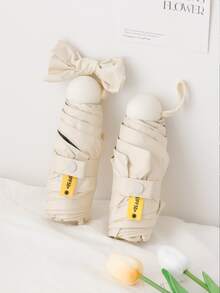 1pc/ Portable Capsule Umbrella, Outdoor Uv Protection Mini Umbrella, 6-8 Bone Design, For Women In Summer To Shield Against Rain And Sun - Apricot - View 3