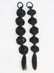 2入組女士黑色鉤織可愛時尚的彈性頭髮配件,適用於旅行日常生活