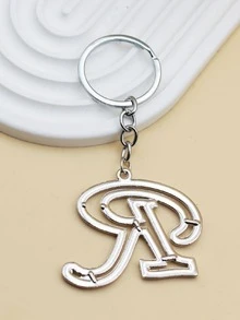 1pc Silver Plated Rhinestone Detail Letter R Keychain, Suitable For Daily Use And Gift Giving - Silver - View 4