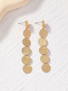 1pair Simple Geometric Long Oval Design Earrings For Daily Wear - Yellow Gold - View 2
