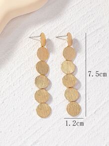 1pair Simple Geometric Long Oval Design Earrings For Daily Wear - Yellow Gold - View 6
