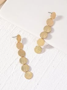 1pair Simple Geometric Long Oval Design Earrings For Daily Wear - Yellow Gold - View 4