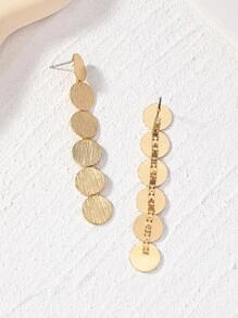 1pair Simple Geometric Long Oval Design Earrings For Daily Wear - Yellow Gold - View 3