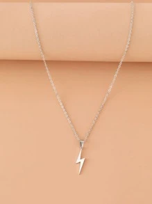 Lightning Shaped Pendant Stainless Steel Necklace Women's Charming Jewelry