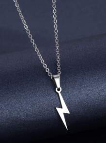 Lightning Shaped Pendant Stainless Steel Necklace Women's Charming Jewelry