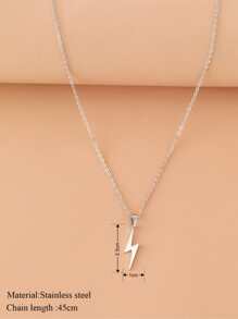 Lightning Shaped Pendant Stainless Steel Necklace Women's Charming Jewelry