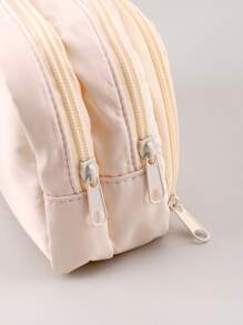 1個簡約大容量鉛筆盒,學校文具收納袋,純色女孩鉛筆袋,學生文具