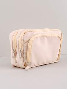 1個簡約大容量鉛筆盒,學校文具收納袋,純色女孩鉛筆袋,學生文具