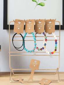 50pcs Hair Ties Display Cards, Tag Labels, Ring Stickers, Foldable Packaging Cards Set - Brown - View 4