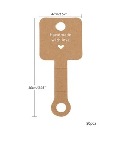 50pcs Hair Ties Display Cards, Tag Labels, Ring Stickers, Foldable Packaging Cards Set - Brown - View 3