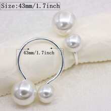 6pcs Silver-Color Glossy Pearl Napkin Rings For Upscale Hotels And Weddings