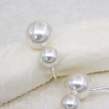 6pcs Silver-Color Glossy Pearl Napkin Rings For Upscale Hotels And Weddings