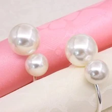 6pcs Silver-Color Glossy Pearl Napkin Rings For Upscale Hotels And Weddings