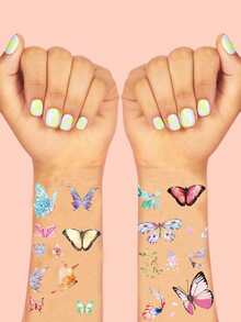 10 Stücke Tattoo Aufkleber Kinder Schmetterling Cartoon Neu Muster, - Verschiedenfarbig - Übersicht 3