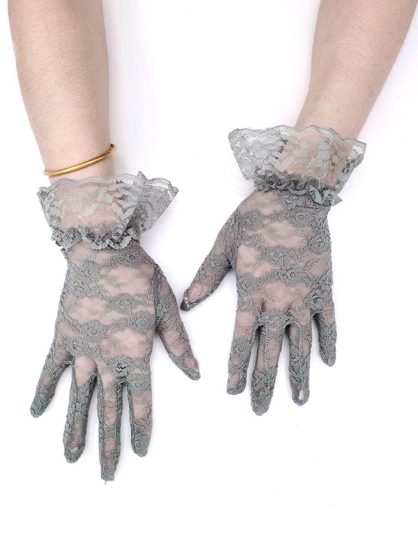 1pair Women's Lace Gloves With Large Floral Edge, Suitable For Daily Use SHEIN USA