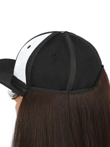 10英寸合成機器織成的黑色棒球帽，帶有鮑伯頭髮造型，適合日常佩戴假髮帽短髮合成鬆緊帽HD鬆緊帽黑色鬆緊帽假髮 - 棕色 - 查看 10