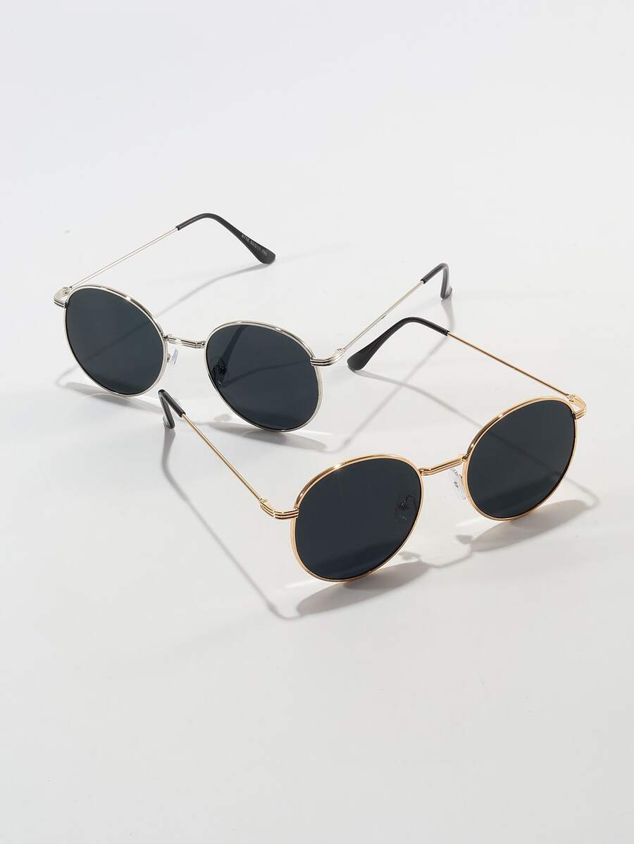 2入組圓形時尚眼鏡,適用於戶外旅行