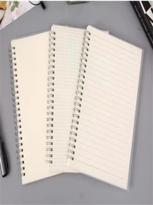 5pcs/set 1200 Pages Coil Notebook With Horizontal Lines For Students, Simple Pp Waterproof Cover, Three Sizes Available: A4, B5, A5 - White - View 11