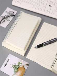 5pcs/set 1200 Pages Coil Notebook With Horizontal Lines For Students, Simple Pp Waterproof Cover, Three Sizes Available: A4, B5, A5 - White - View 7