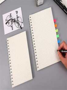 5pcs/set 1200 Pages Coil Notebook With Horizontal Lines For Students, Simple Pp Waterproof Cover, Three Sizes Available: A4, B5, A5 - White - View 9