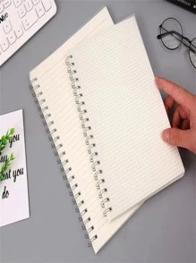 5pcs/set 1200 Pages Coil Notebook With Horizontal Lines For Students, Simple Pp Waterproof Cover, Three Sizes Available: A4, B5, A5 - White - View 10